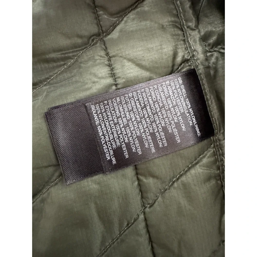 North Face Jacket Mens Large Olive Green Thermoball Eco Quilted Puffer Zip Trail